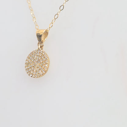 14K Solid Gold 0.30ctw Round Disc Diamond Necklace