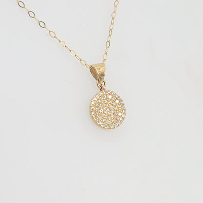 14K Solid Gold 0.30ctw Round Disc Diamond Necklace