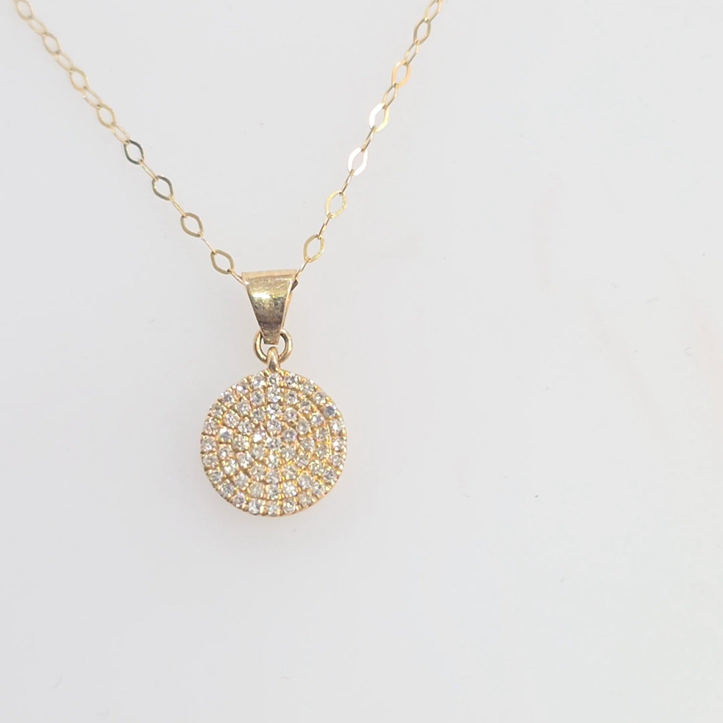 14K Solid Gold 0.30ctw Round Disc Diamond Necklace