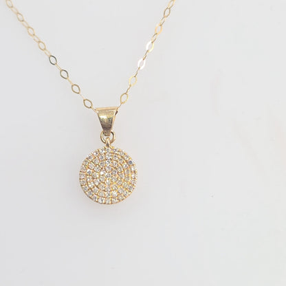 14K Solid Gold 0.30ctw Round Disc Diamond Necklace