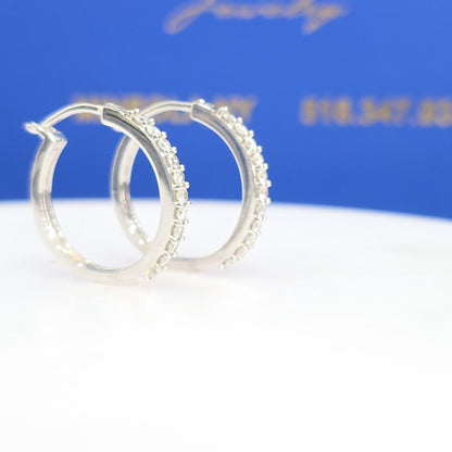 14K White Gold Diamond Hoop Earrings – 0.80 CTW
