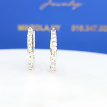 14K White Gold Diamond Hoop Earrings – 0.80 CTW