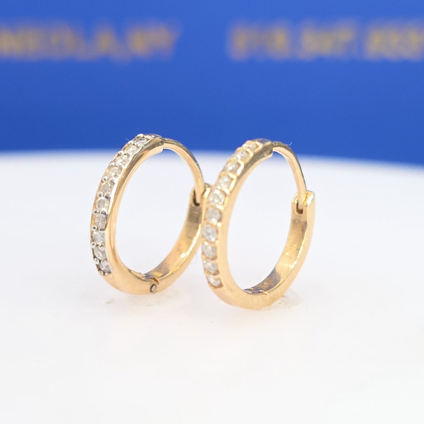 14K Yellow Gold Mini Natural Diamond Hoop Earrings – 0.20 CTW | 15mm | GH/SI