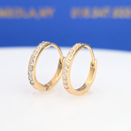 14K Yellow Gold Mini Natural Diamond Hoop Earrings – 0.20 CTW | 15mm | GH/SI