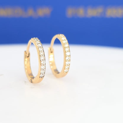 14K Yellow Gold Mini Natural Diamond Hoop Earrings – 0.20 CTW | 15mm | GH/SI