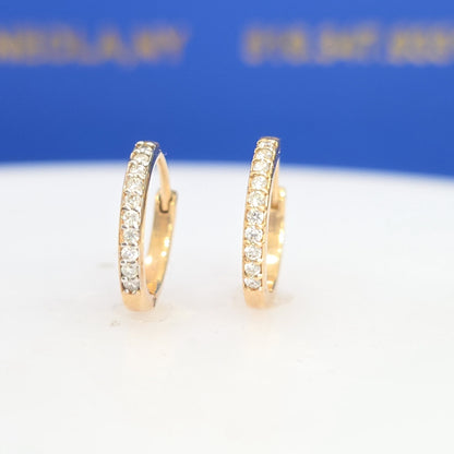 14K Yellow Gold Mini Natural Diamond Hoop Earrings – 0.20 CTW | 15mm | GH/SI