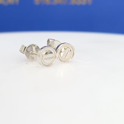 18K White Gold Button Stud Earrings – 7mm