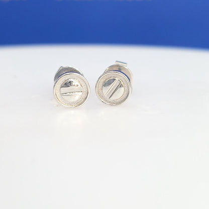18K White Gold Button Stud Earrings – 7mm