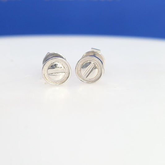 18K White Gold Button Stud Earrings – 7mm