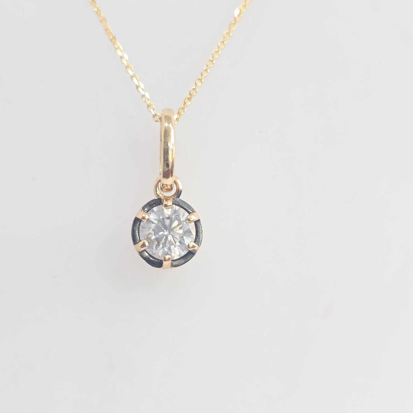 14K Yellow Gold Gregorian-Style Six-Prong Natural Diamond Solitaire Necklace – 1.00 CTW
