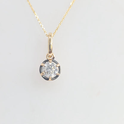 14K Yellow Gold Gregorian-Style Six-Prong Natural Diamond Solitaire Necklace – 1.00 CTW