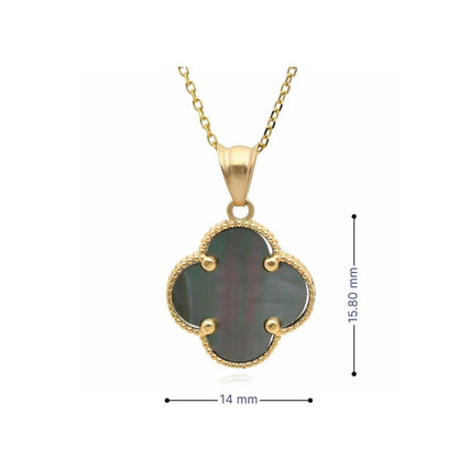 Blackish Grey Mother of Pearl Clover Necklace