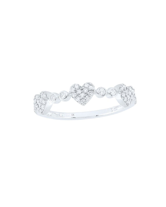 10K White Gold 0.20ctw Diamond Heart Band – Size 7