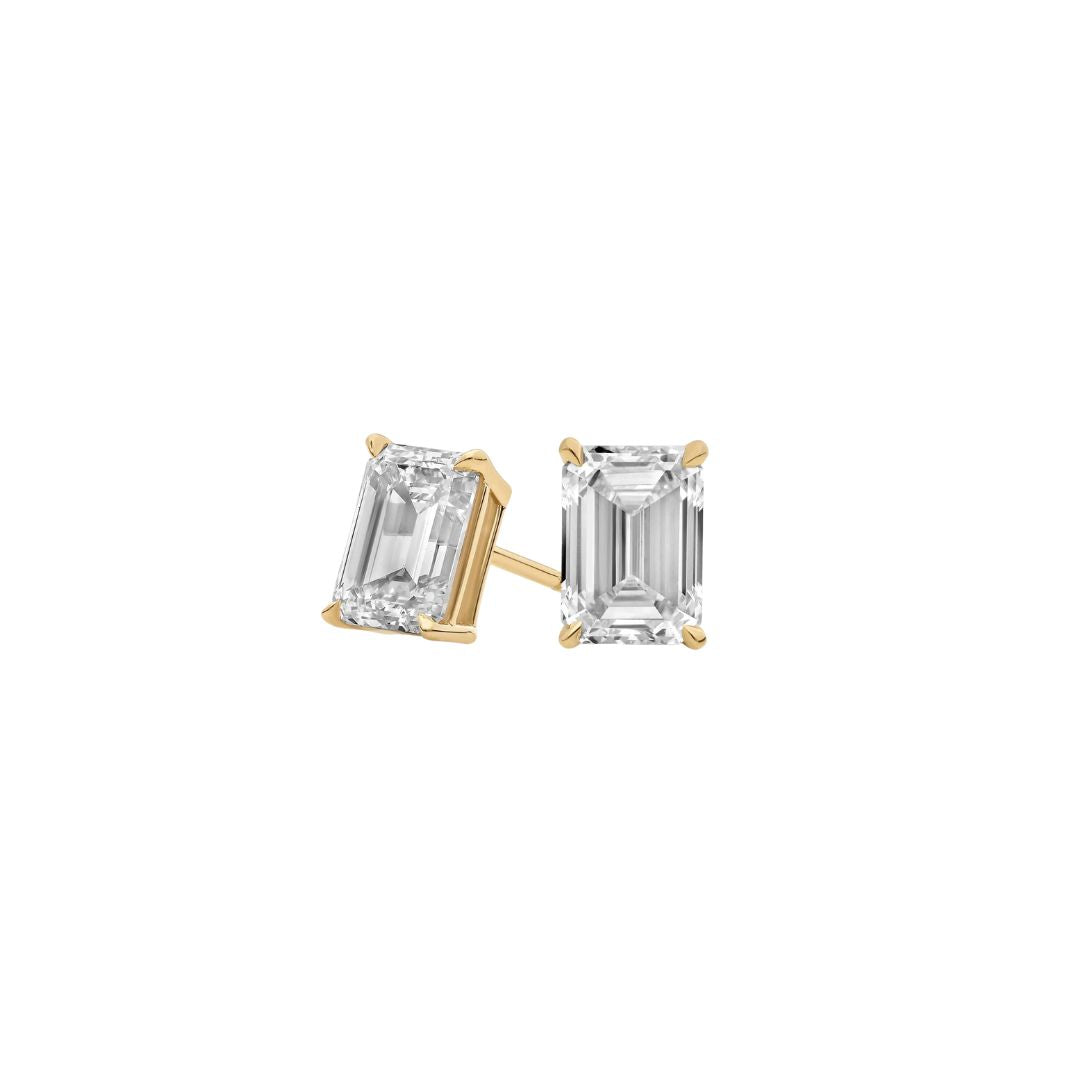 2.17ctw Emerald Cut Lab Grown Diamond Studs -18kt Yellow Gold