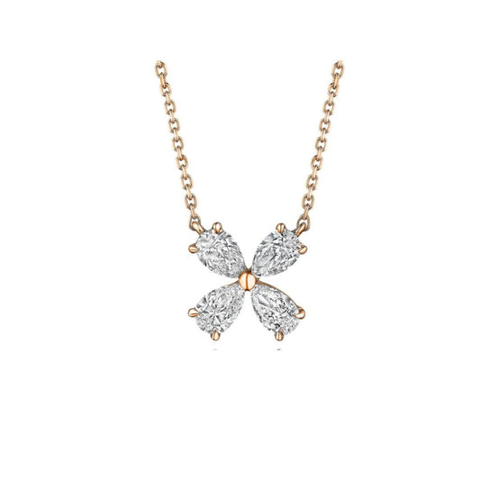 0.92ctw Clover Shape 4 Pear Shape Lab Grown Diamond Necklace