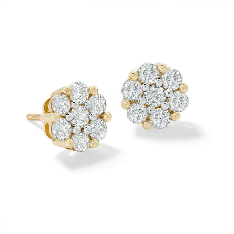1.50 CTW Lab Grown Diamond Flower Stud Earrings 