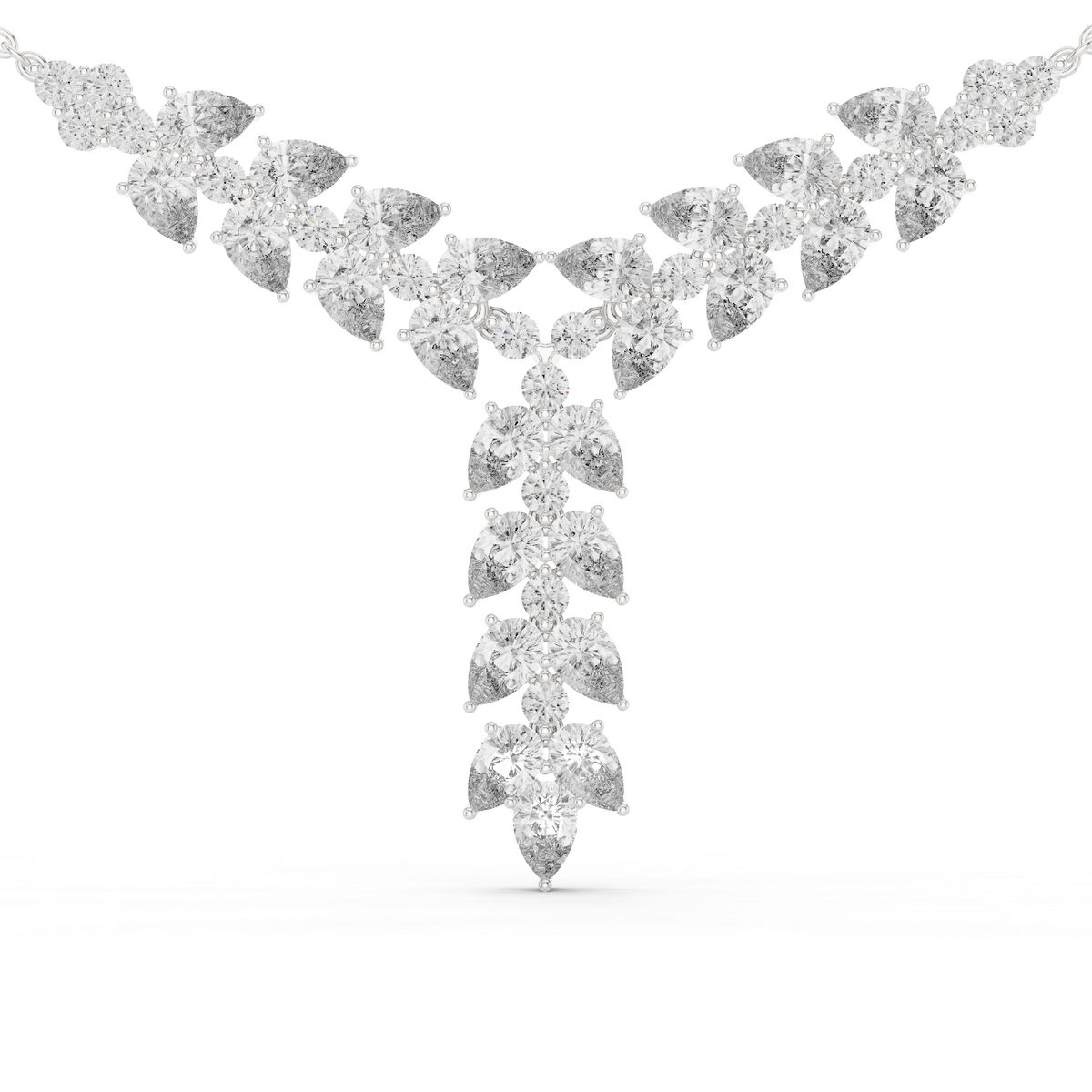 14K Gold 14.75 CTW Lab-Grown Diamond Floral Drop Necklace – EF VS
