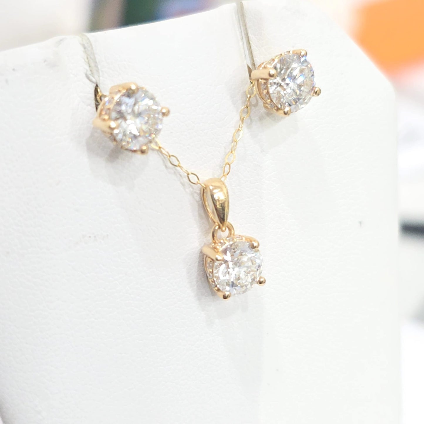 2.16 CTW Lab-Grown Diamond Hidden Halo Solitaire Stud Earrings-Yellow Gold