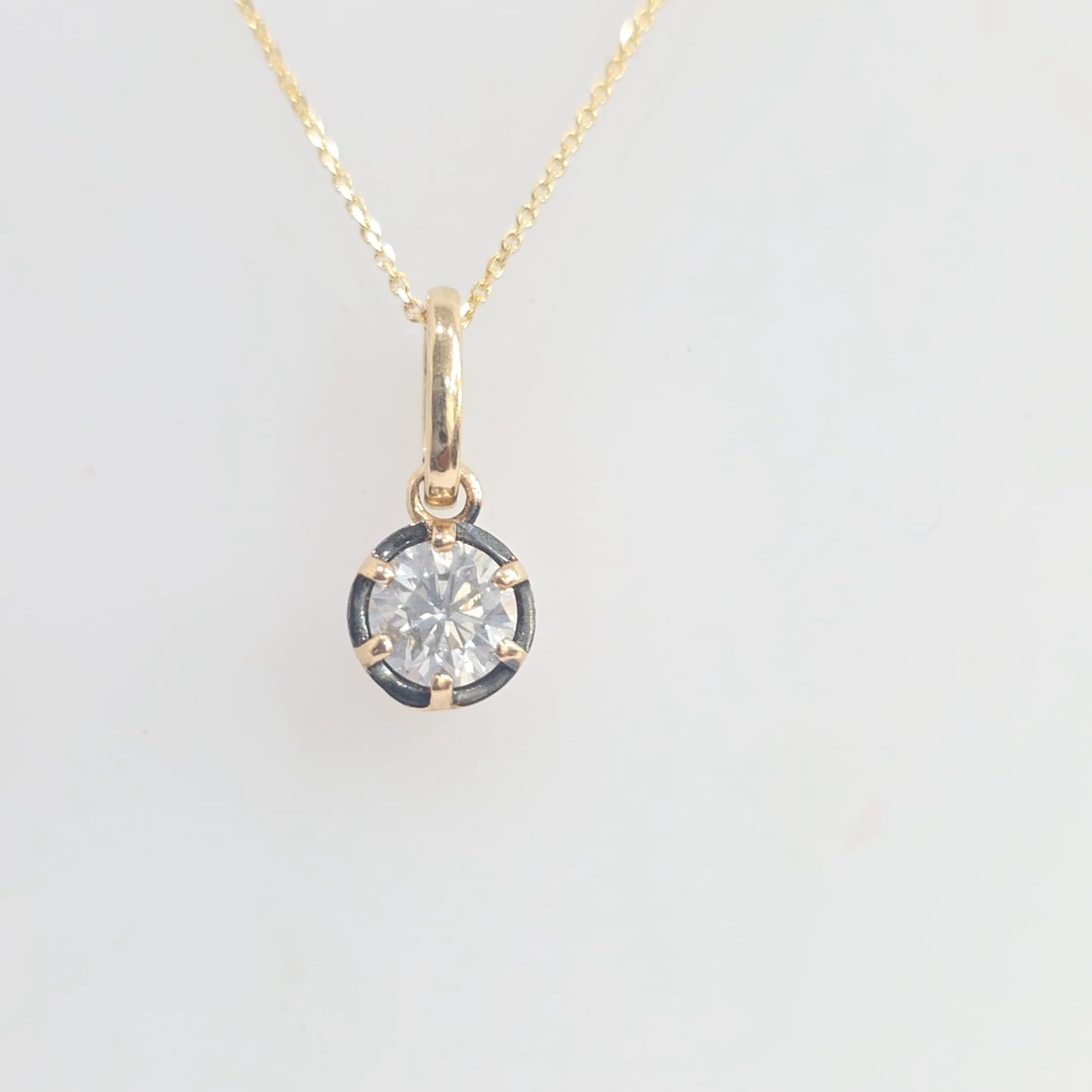 14K Yellow Gold Gregorian-Style Six-Prong Natural Diamond Solitaire Necklace – 1.00 CTW