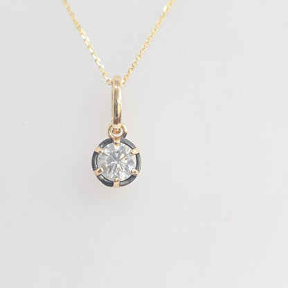 14K Yellow Gold Gregorian-Style Six-Prong Natural Diamond Solitaire Necklace – 1.00 CTW