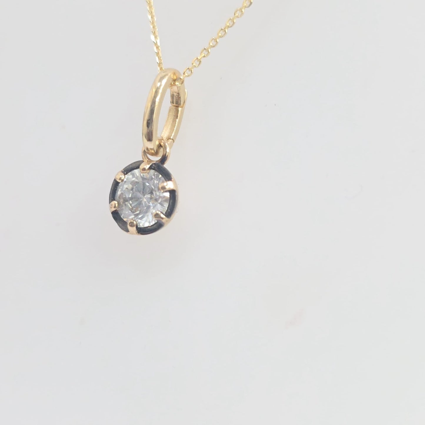 14K Yellow Gold Gregorian-Style Six-Prong Natural Diamond Solitaire Necklace – 1.00 CTW