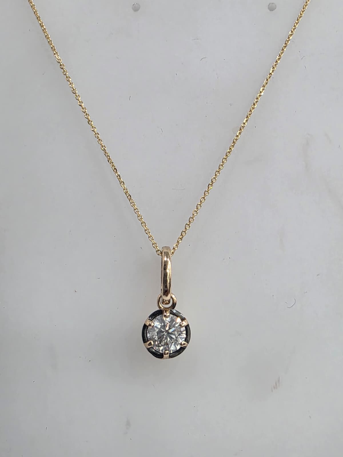 14K Yellow Gold Gregorian-Style Six-Prong Natural Diamond Solitaire Necklace – 1.00 CTW