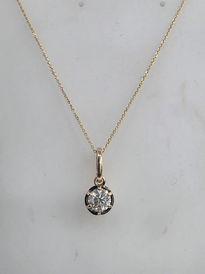 14K Yellow Gold Gregorian-Style Six-Prong Natural Diamond Solitaire Necklace – 1.00 CTW