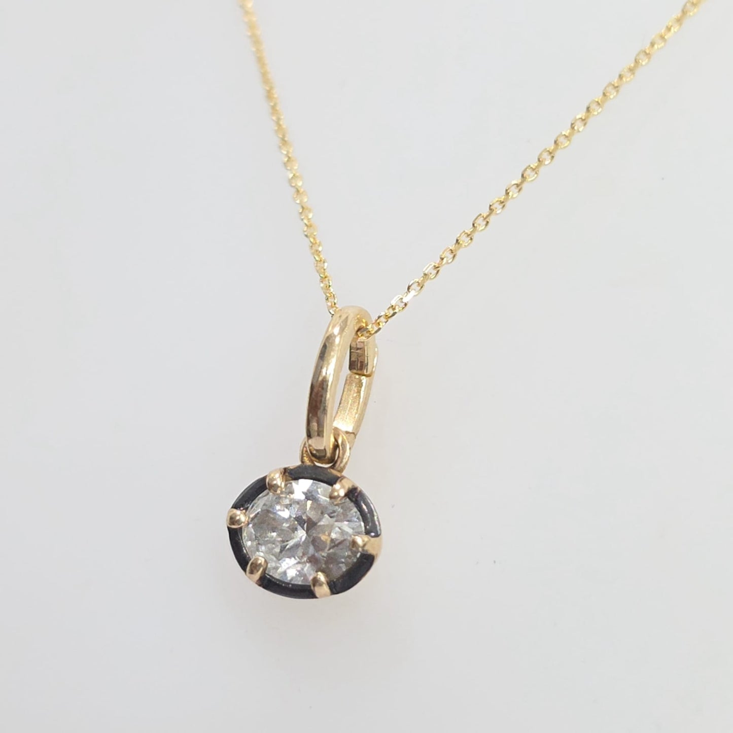14K Yellow Gold Gregorian-Style Six-Prong GIA Certified Natural Oval Diamond Solitaire Necklace – 1.01 CTW