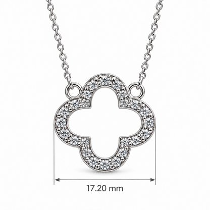 14K White Gold 0.35 CTW Lab-Grown Diamond Clover Necklace