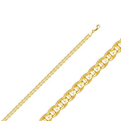 14KT Yellow Gold 3mm Flat Mariner Link Chain – 7.3g
