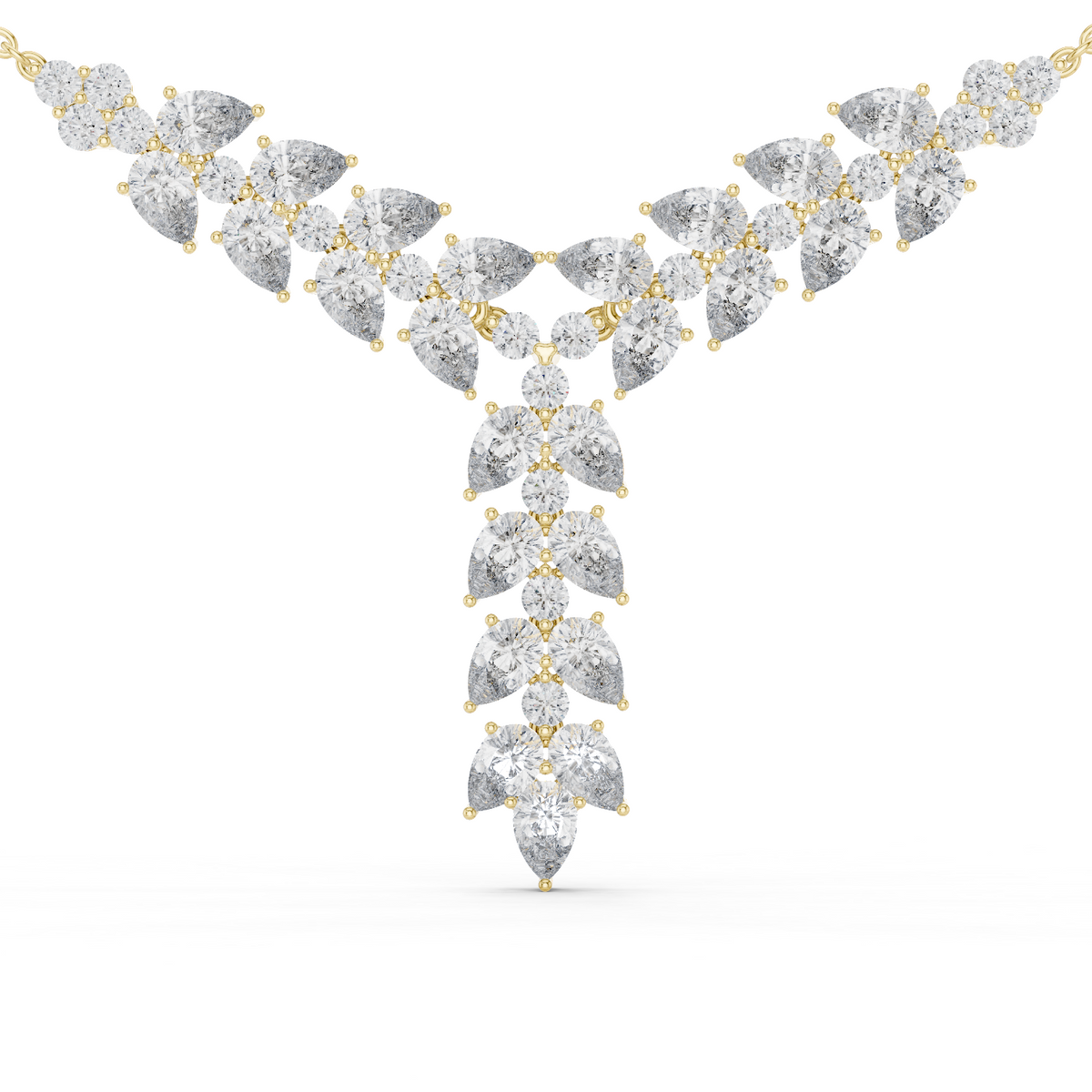 14K Gold 14.75 CTW Lab-Grown Diamond Floral Drop Necklace – EF VS