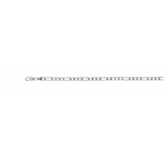 Sterling Silver 4.4mm Figaro Chain Necklace – Rhodium Plated – 28 Inch