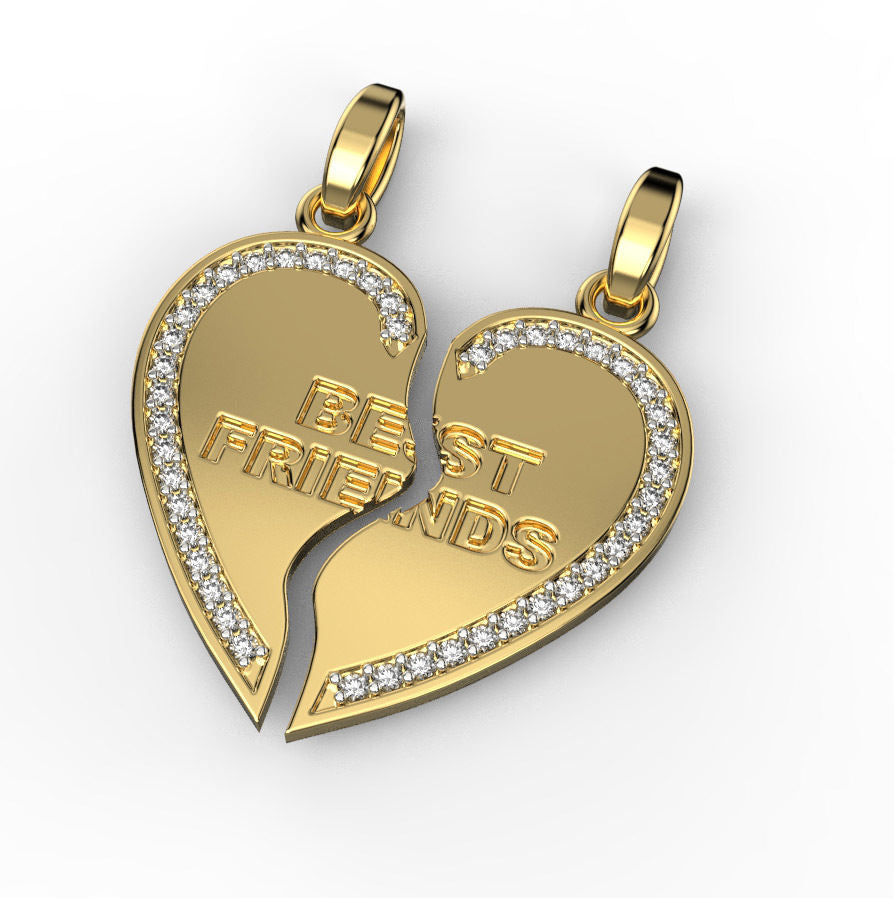 Gold and CZ  BEST FRIENDS Pendant Only