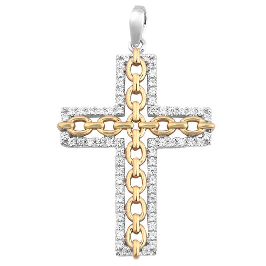 Chain Look Diamond Cross Pendant - Pristine J LLC