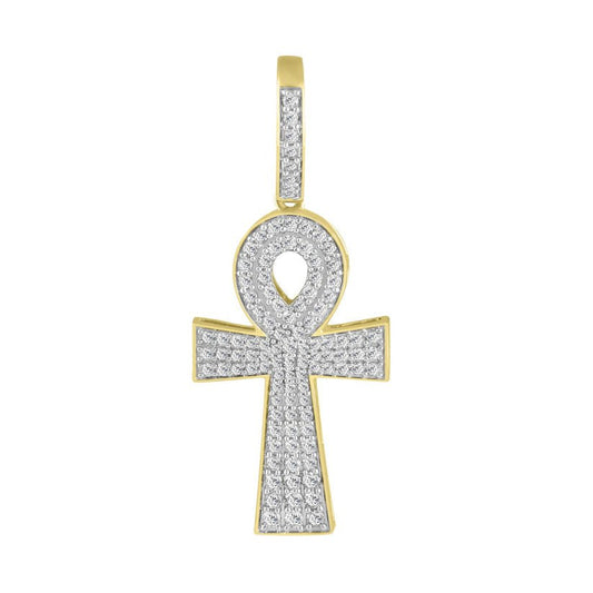 Diamond Ankh Cross Charm Pendant - Pristine J LLC