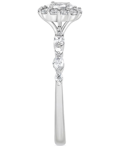 Diamond Oval, Marquise, & Round Halo Engagement Ring (3/4 ct. t.w.) in 14k White Gold - Pristine J LLC