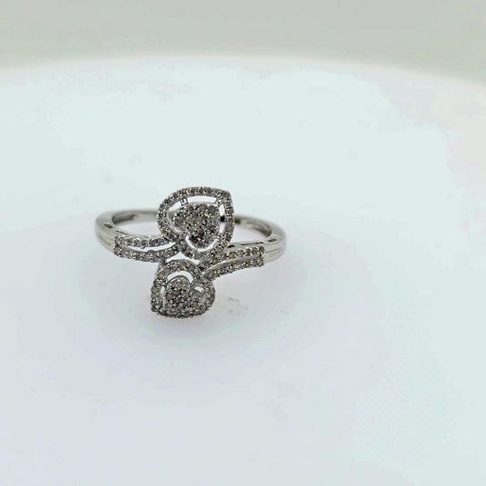 10K White Gold 0.25ctw Diamond Heart Shape Bypass Ring – IGI Certified