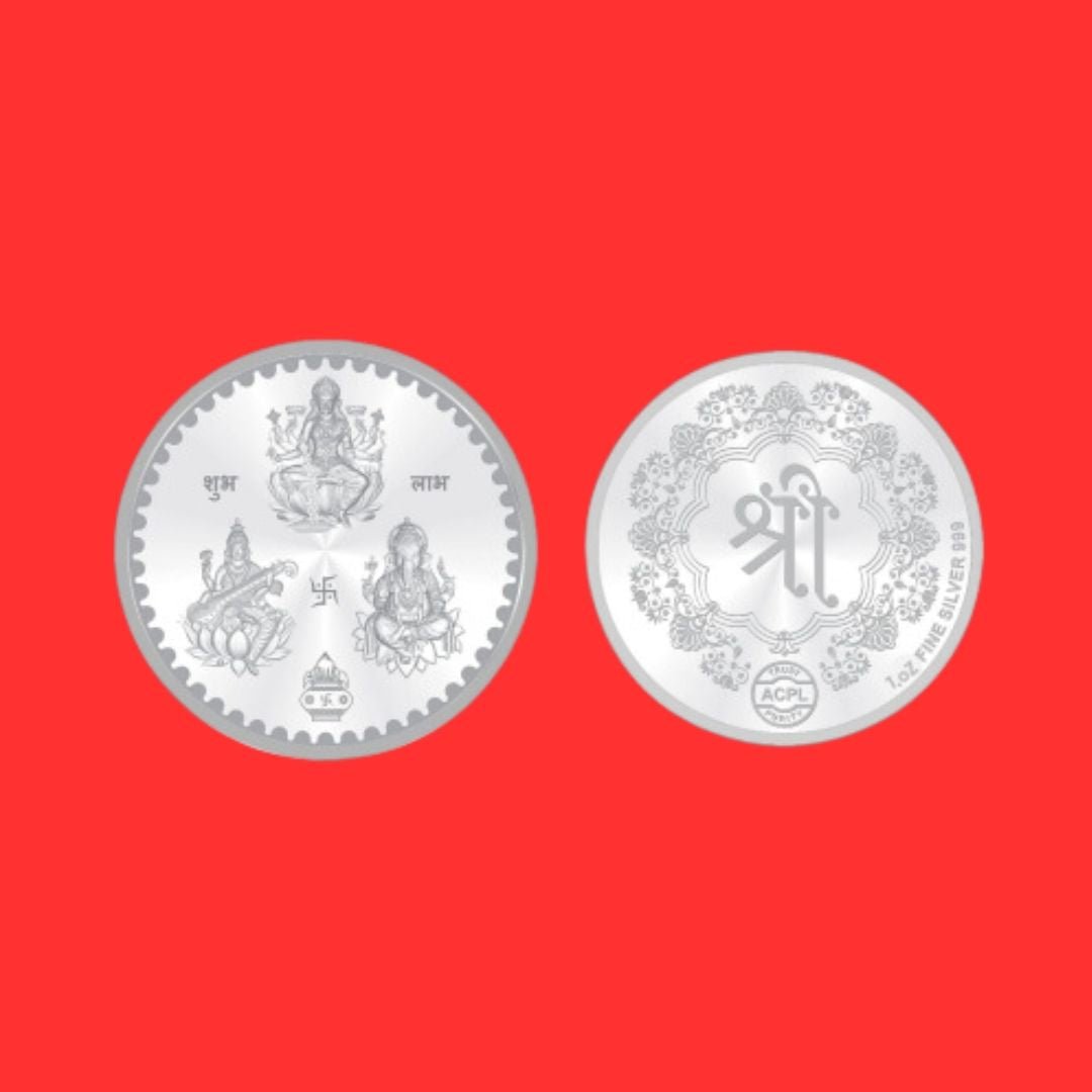 Enriching Prosperity: 1 Oz Laxmi Mata ,Ganesh ji & Saraswati Maa Silver Coin - Pristine J LLC