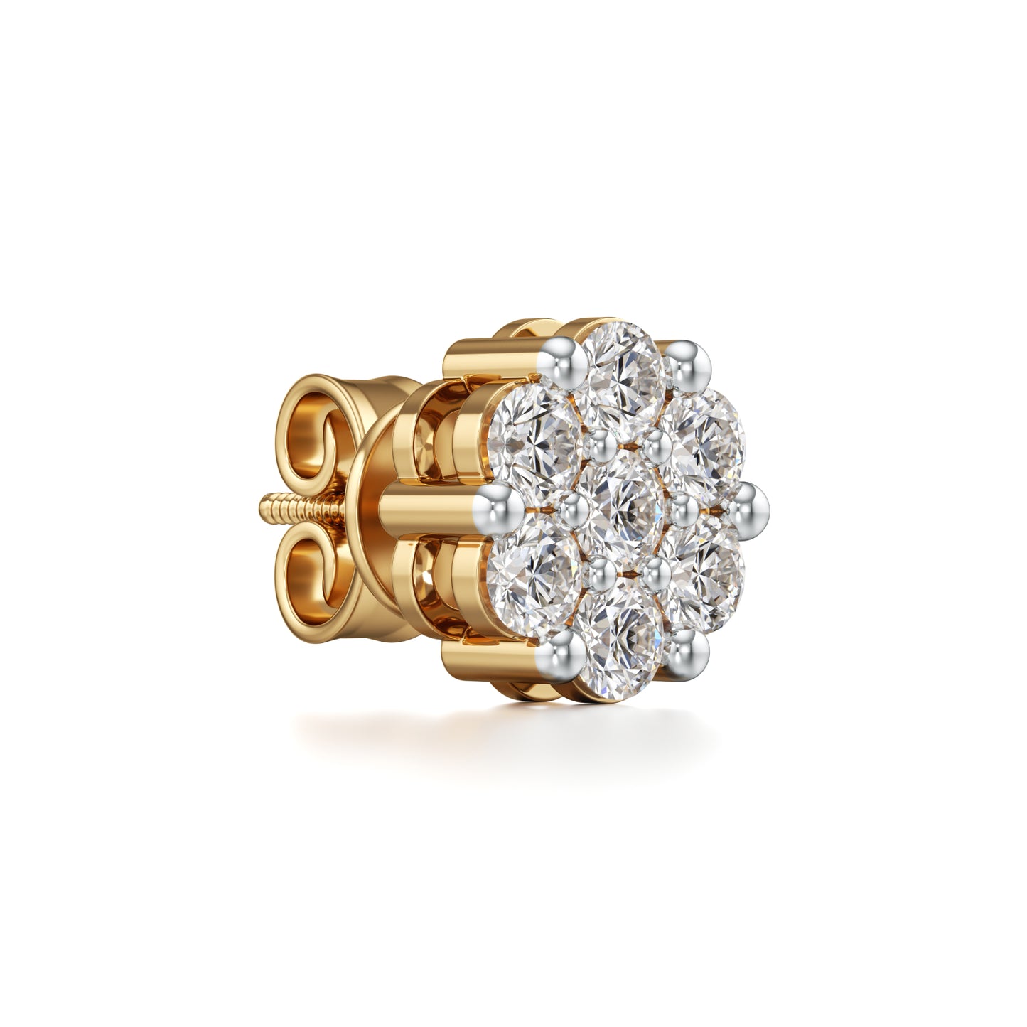 1.50 CTW Lab Grown Diamond Flower Stud Earrings 