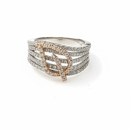 14KT Two-Tone Gold 0.81ct Diamond Statement Ring – Size 7 (Free Sizing 6–8)