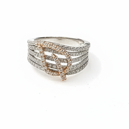 14KT Two-Tone Gold 0.81ct Diamond Statement Ring – Size 7 (Free Sizing 6–8)