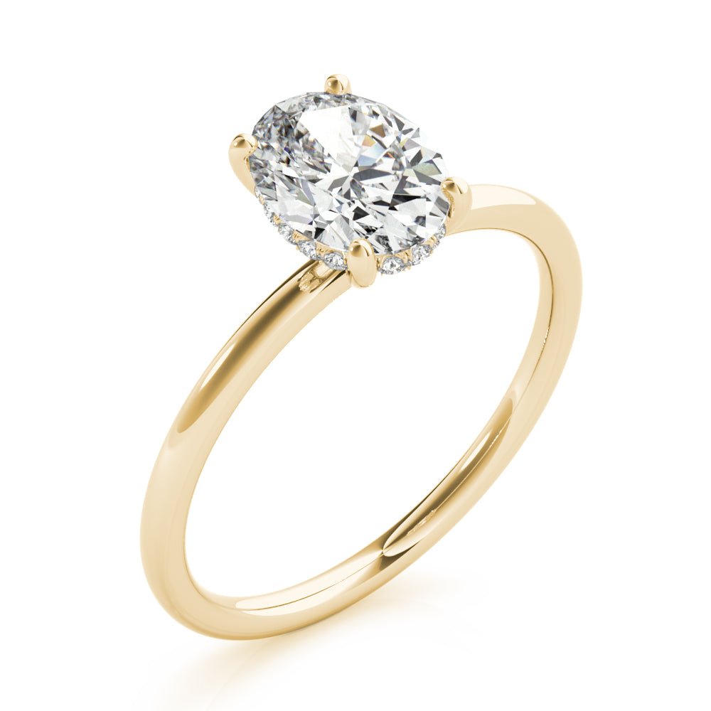 GIA CERTIFIED 1.20ctw Hidden Halo Oval Diamond Lab Grown Ring in 18kt White/Yellow Gold - Pristine J LLC