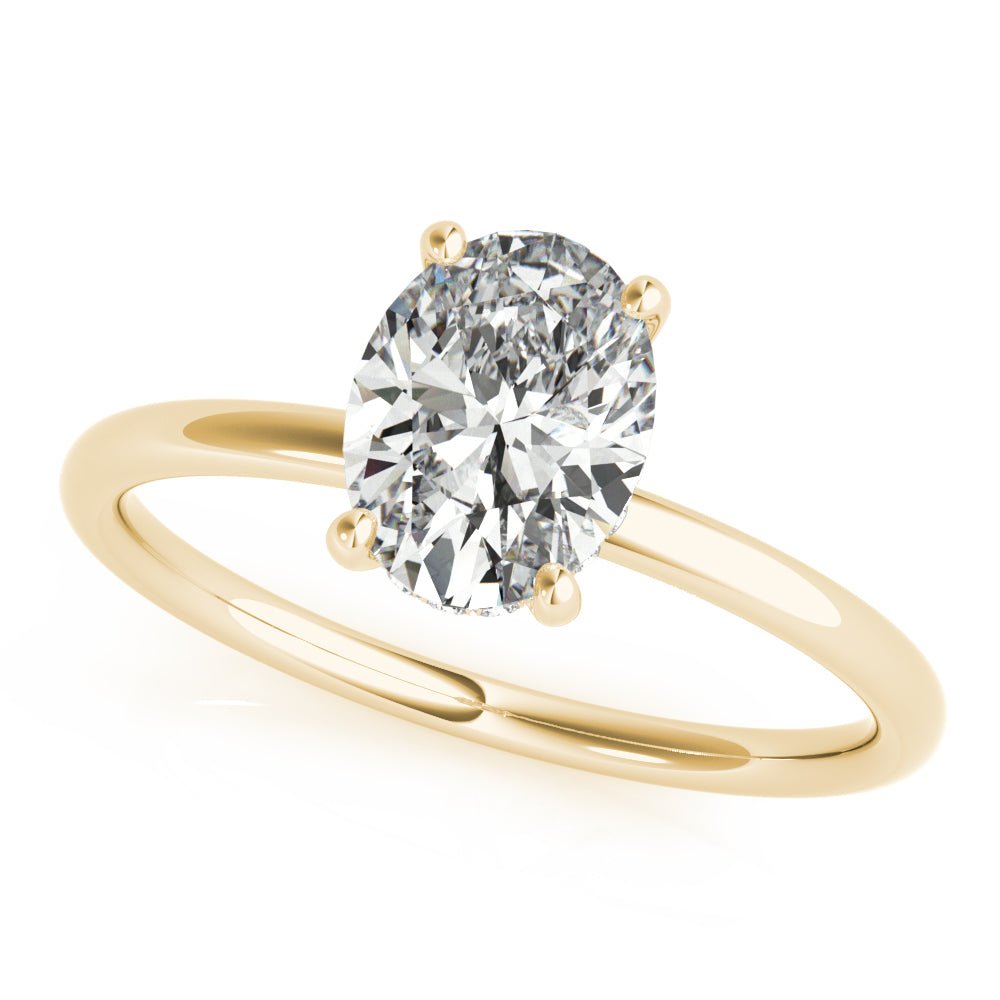 GIA CERTIFIED 1.20ctw Hidden Halo Oval Diamond Lab Grown Ring in 18kt White/Yellow Gold - Pristine J LLC