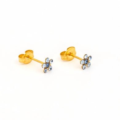 Gold Plated Daisy with Light Sapphire and September Sapphire - Pristine J LLC