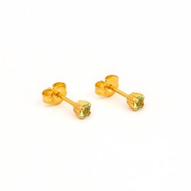 Gold Plated Prong setting with 3MM August Peridot - Pristine J LLC