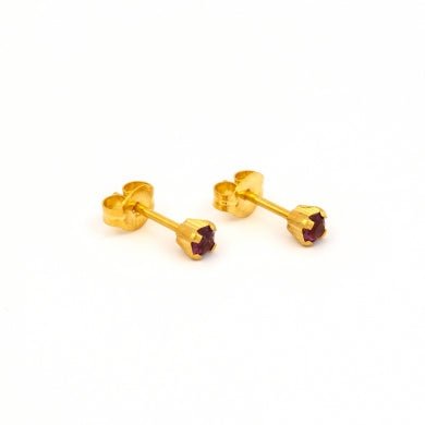 Gold Plated Prong setting with 3MM February Amethyst - Pristine J LLC