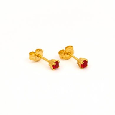 Gold Plated Prong setting with 3MM July Ruby - Pristine J LLC