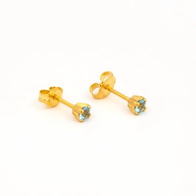 Gold Plated Prong setting with 3MM March Aquamarine - Pristine J LLC