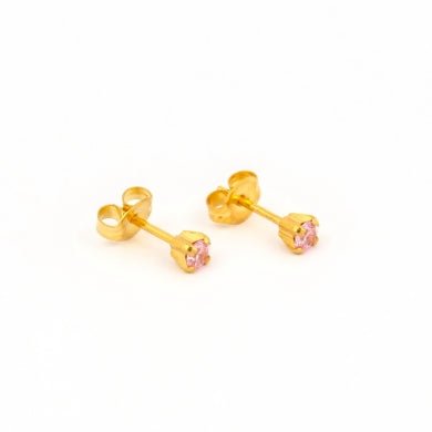 Gold Plated Prong setting with 3MM Pink Cubic Zirconia - Pristine J LLC