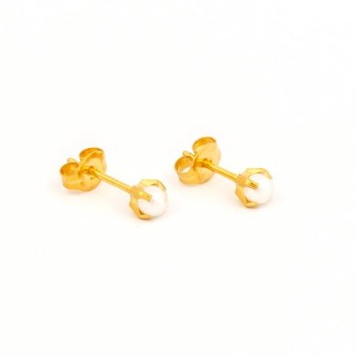 Gold Plated Prong setting with 4MM White Pearl - Pristine J LLC